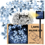 Girlanda solarna kwiatuszki - zimny biały 50 LED | GoGarden