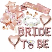 Balony Rose Gold ślub panieński w zestawie szarfa