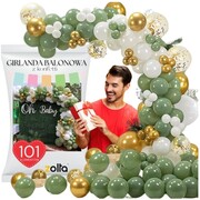 Girlanda balonowa zielony złoty balony na urodziny konfetti chrzciny 101szt