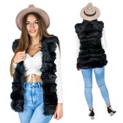 Bezrękawnik futerko futrzana kamizelka czarna