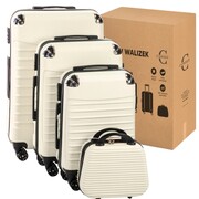 Komplet walizek z ABS-u 4w1 CONSEÉ z żebrowaniem biały zestaw prezentowy