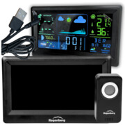 Stacja pogody pogodynka z termometrem, budzikiem i czujnikiem meteo