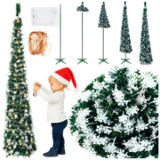 Choinka 150 cm rozkładana POP UP biała sztuczna światełka LED 3m dekoracje