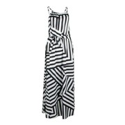 Sukienka długa plażowa paski wiązana letnia grecka biało-czarna