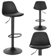 Hoker krzesło fotel barowy nowoczesny obrotowy z oparciem regulowana wysokość czarny