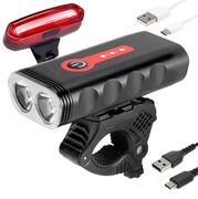 Lampka mocne lampki rowerowe led przód+tył usb zestaw świateł rower latarka