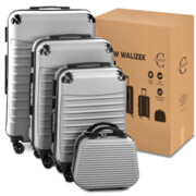 Walizka 4 szt. z ABS-u 4w1 CONSEÉ z żebrowaniem srebrny na prezent