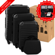 Zestaw walizek z ABS-u 4w1 CONSEÉ z żebrowaniem czarny na prezent