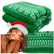 Koc świąteczny 160x200cm pled narzuta Boże Narodzenie święta miękki zielony