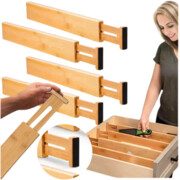 Przegrody do szuflad rozsuwane bambusowe organizacja