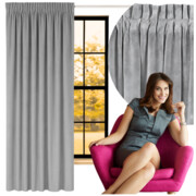 Zasłona welurowa 140x250 cm na taśmie szara zacieniająca welur velvet gruba