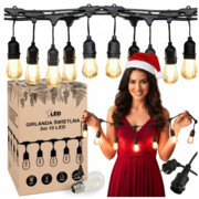 Girlanda ogrodowa świetlna 5 m x 10 żarówek E27 wodoodporna IP65 całoroczna