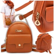 Plecak torebka podręczna plecaczek damski szelki kieszonki elegancki brąz