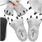 Kapcie bambosze z pazurami łapy - szare