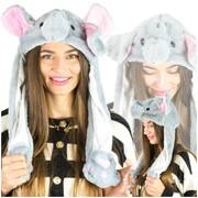 Pluszowa czapka z ruchomymi uszami słoń