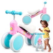 Rowerek biegowy różowo-turkusowy 4 koła 7