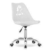 Fotel krzesło obrotowe biurowe dla dzieci białe - jednorożec