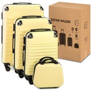 Walizka 4 sztuki z ABS-u 4w1 CONSEÉ z żebrowaniem żółty na wakacje