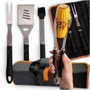 Zestaw narzędzi do grilla w etui 4w1 – stal nierdzewna | GoGarden