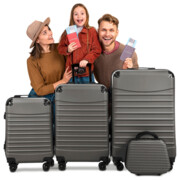 Komplet walizek z ABS-u 4w1 CONSEÉ z żebrowaniem grafitowy zestaw prezentowy