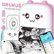Drukarka termiczna mini etykiet zdjęć notatek wielofunkcyjna kotek drukuś