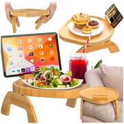 Taca stolik półka na kanapę sofę fotel bambusowa stabilna uchwyt na tablet