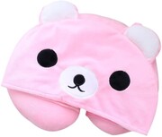 Zagłówek poduszka podróżna rogal kaptur różowy miś