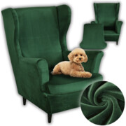 Elastyczny pokrowiec na fotel uszak - butelkowa zieleń