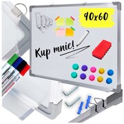 Tablica suchościeralna magnetyczna aluminiowa rama półka na akcesoria 90x60
