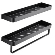 Zestaw półek łazienkowych metalowych wieszak 30 cm czarna