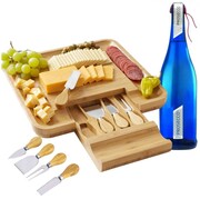 Deska do serwowania serów i wędlin bambusowa + noże