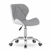 Fotel obrotowy biurowy pikowany krzesło skandynawskie ekoskóra szaro-biały