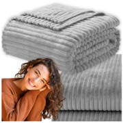 Koc narzuta 160x200 cm pled na łóżko fotel gładki duży szary pluszowy soft