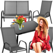 Zestaw mebli ogrodowych stół + sofa + 2 krzesła kolor szary