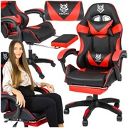 Fotel gamingowy z podnóżkiem VICTORY czarno-czerwony