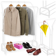 Wieszak półka metalowa na ubrania stojący - biały