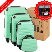 Zestaw walizek z ABS-u 4w1 CONSEÉ z żebrowaniem miętowy na prezent