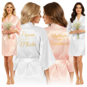 Zestaw szlafroków panna młoda i świadkowa biały różowy rozmiar M