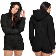 Piżama kombinezon z kapturem- czarny