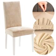 Pokrowiec na krzesło welurowy z gumką - beżowy