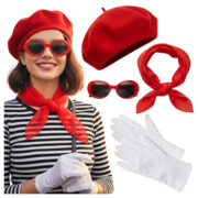 Przebranie paryżanka strój kostium beret francuski okulary zestaw halloween