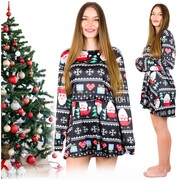 Elegancka sukienka świąteczna z długim rękawem czarna