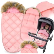 Śpiworek z futerkiem do wózka fotelika spacerówki na zimę na sanki pikowany