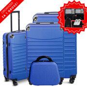 Walizka 4 sztuki z ABS-u 4w1 CONSEÉ z żebrowaniem granatowy zestaw prezentowy