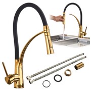 Bateria kuchenna wyciągana wylewka stojąca czarna złota elastyczna ruchoma