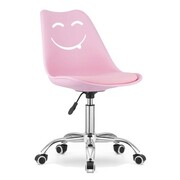 Fotel krzesło obrotowe biurowe dla dzieci różowe - uśmiech