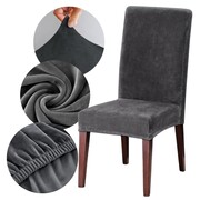 Pokrowiec na krzesło szary welur z gumką