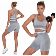 Komplet na siłownię sportowy top i szorty kolarki strój do ćwiczeń fitness