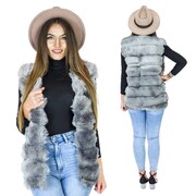 Bezrękawnik futerko futrzana kamizelka szara