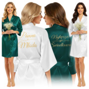 Zestaw szlafroków panna młoda i świadkowa biały zielony rozmiar M